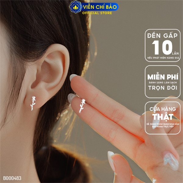 Bông tai hoa hồng nhỏ chất liệu bạc Thái 925 thời trang phụ kiện trang sức nữ Viễn Chí Bảo B000483