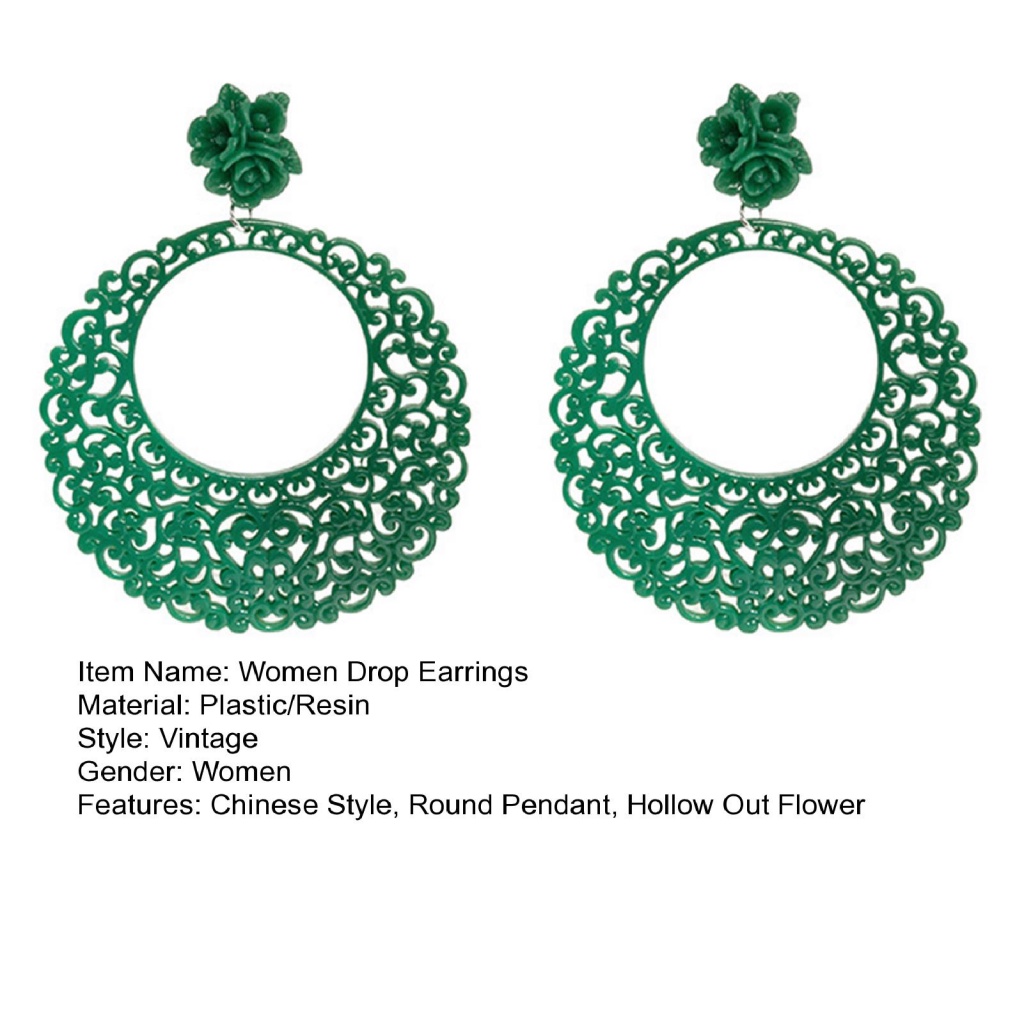 Cửa Hàng Cổ Tích| 1 Đôi Bông Tai Hình Tròn Rỗng Mặt Hoa Thời Trang Dành Cho Nữ