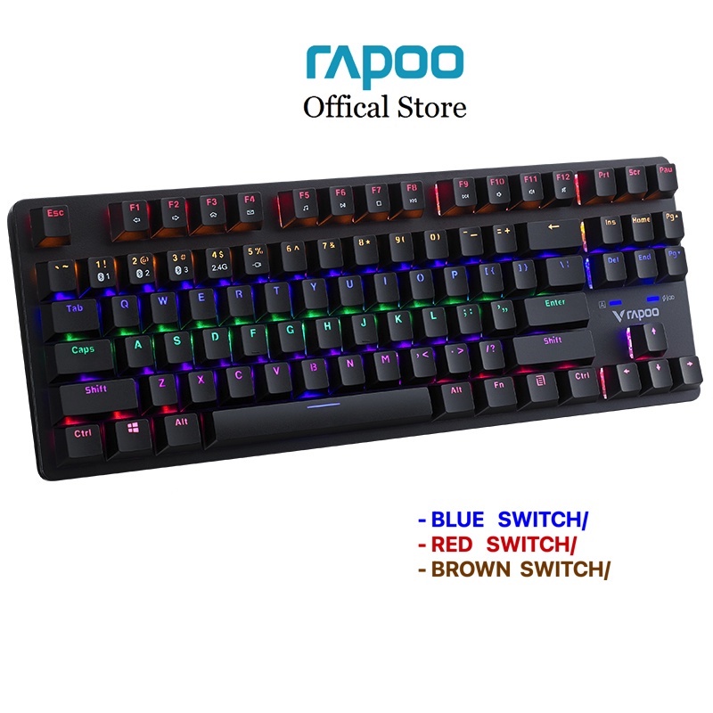 Bàn phím cơ Gaming đa kết nối Rapoo V500 Pro-87 Multimode - Hàng chính hãng - BH 2 năm