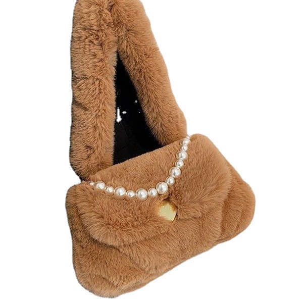 Túi Xách Đeo Vai Lông Thỏ Giả Sức Chứa Lớn Đính Ngọc Trai Phong Cách Mới Chất Lượng Cao Cho Nữ