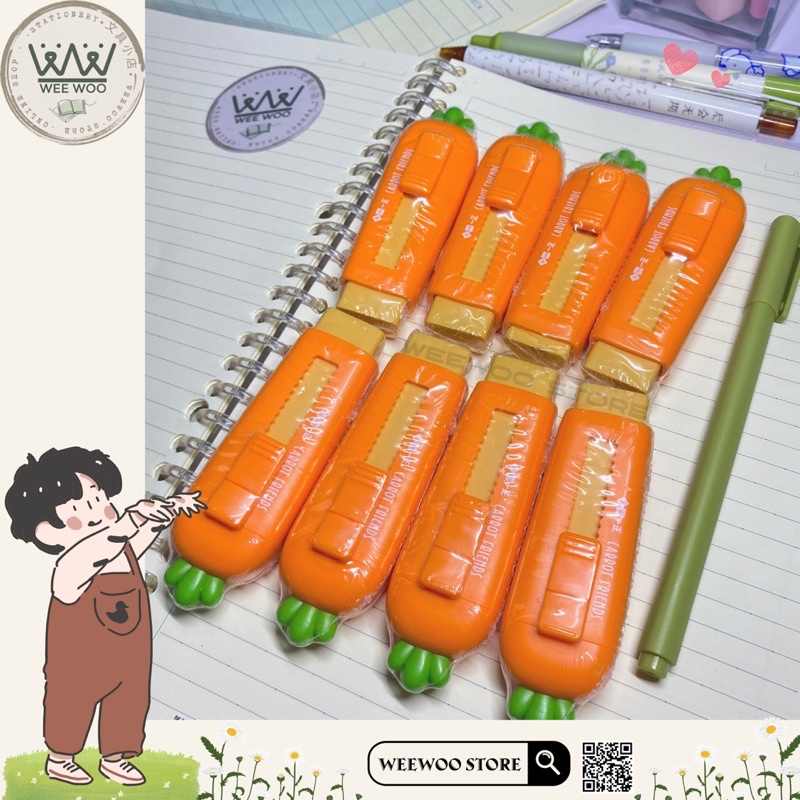 Cục tẩy bút chì củ cà rốt thiết kế dạng đẩy tiện lợi, dễ thương - WeeWoo Store