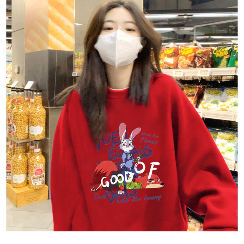 NRVP Áo Khoác Thể Thao Tay Dài Dáng Rộng In Hình Thỏ Năm Mới 2023 Phong Cách Trung Hoa Hàn Quốc Cho Nữ