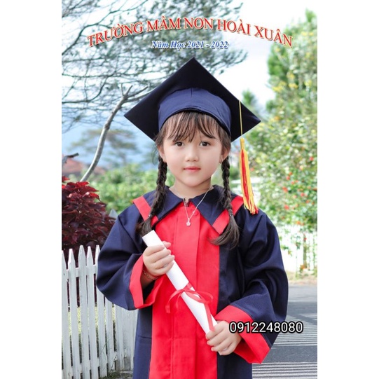 Bộ lễ phục áo và mũ cử nhân tốt nghiệp mẫu giáo, mầm non, bộ lễ phục trẻ em hàng chất lượng