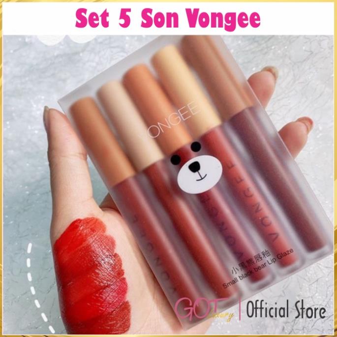 Set son môi kem lì 5 cây VONGEE thiết kế độc lạ cực đẹp. Son tint siêu mềm, siêu lì, màu hot trend - Son nội địa Trung *