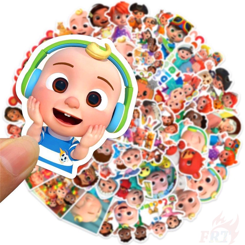 Bộ 100 Cái ❉ Nhãn Dán Dòng CoCoMelon ❉ Miếng Dán Chống Thấm Nước Họa Tiết Hoạt Hình Dùng Trang Trí Thủ Công Cho Trẻ Em