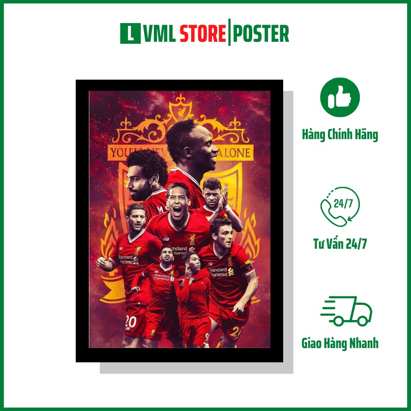 Poster Liverpool, Khung Ảnh Bóng Đá - Poster Bóng Đá Trang Trí, Để Bàn, Treo Tường VML:LP01