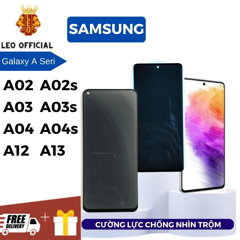 Kính cường lực chống nhìn trộm samsung A02 A02s A03 A03s A04 A04s A12 A13-Full màn- Độ trong HD+-Độ cứng 9H siêu mượt