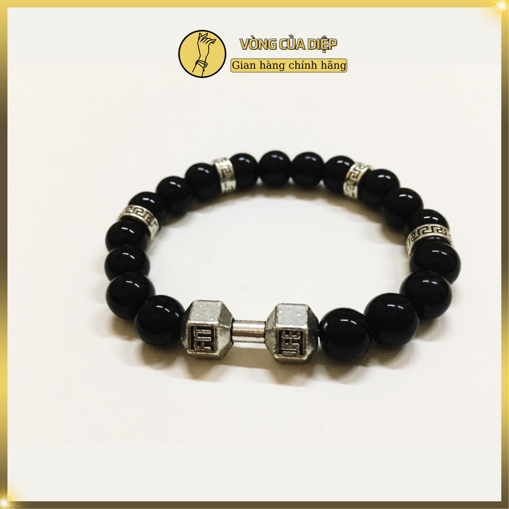 Vòng tay tạ bạc mạnh mẽ phối charm nhẫn, phong cách thời thượng đẳng cấp