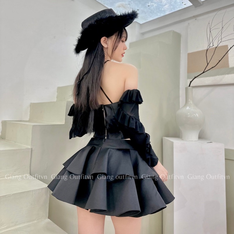 LEON SET - Áo corset chân váy tầng xoè