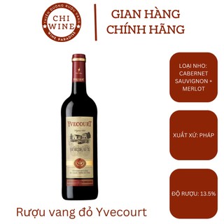 Rượu vang đỏ Pháp Yvecourt Bordeaux Rouge 13.5% chai 750ml