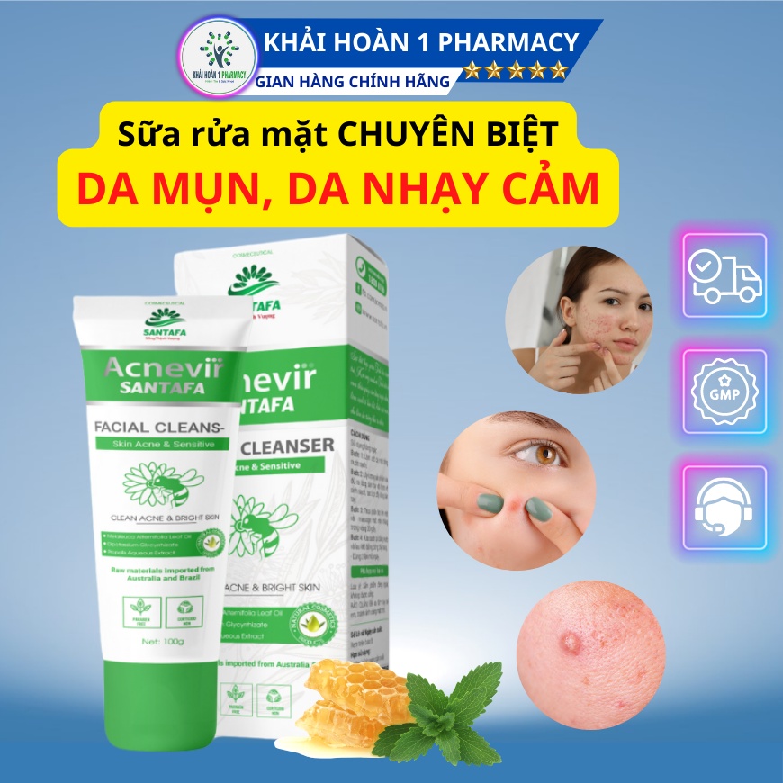 Sữa rửa mặt ACNEVIR chuyên biệt cho da mụn và da nhạy cảm (THIÊN NHIÊN)