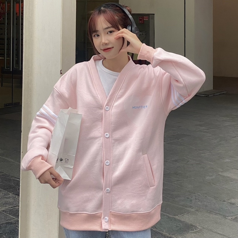 Áo Khoác Cardigan Hình In Trái Tim Dễ Thương - Monstier MoodLove Oversized Cardigan