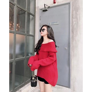 Áo len trễ vai xẻ vạt trước mặc 2 kiểu Lipeo.store