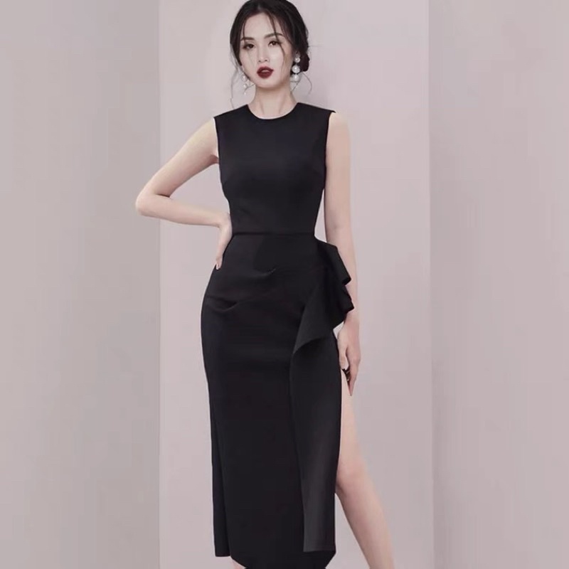 Đầm đen dài dự tiệc size M hàng thiết kế pass