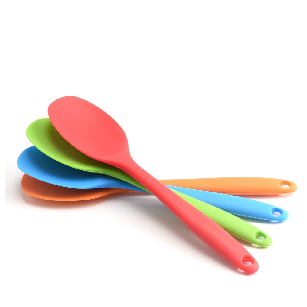 Thìa ăn dặm cho bé Silicol bản to, Thìa quấy bột cho bé.