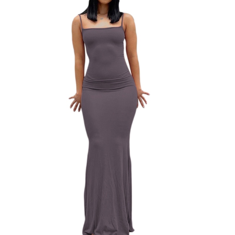 Xiangbao Đầm Dài Ôm Dáng Không Tay Hở Lưng Thanh Lịch Quyến Rũ