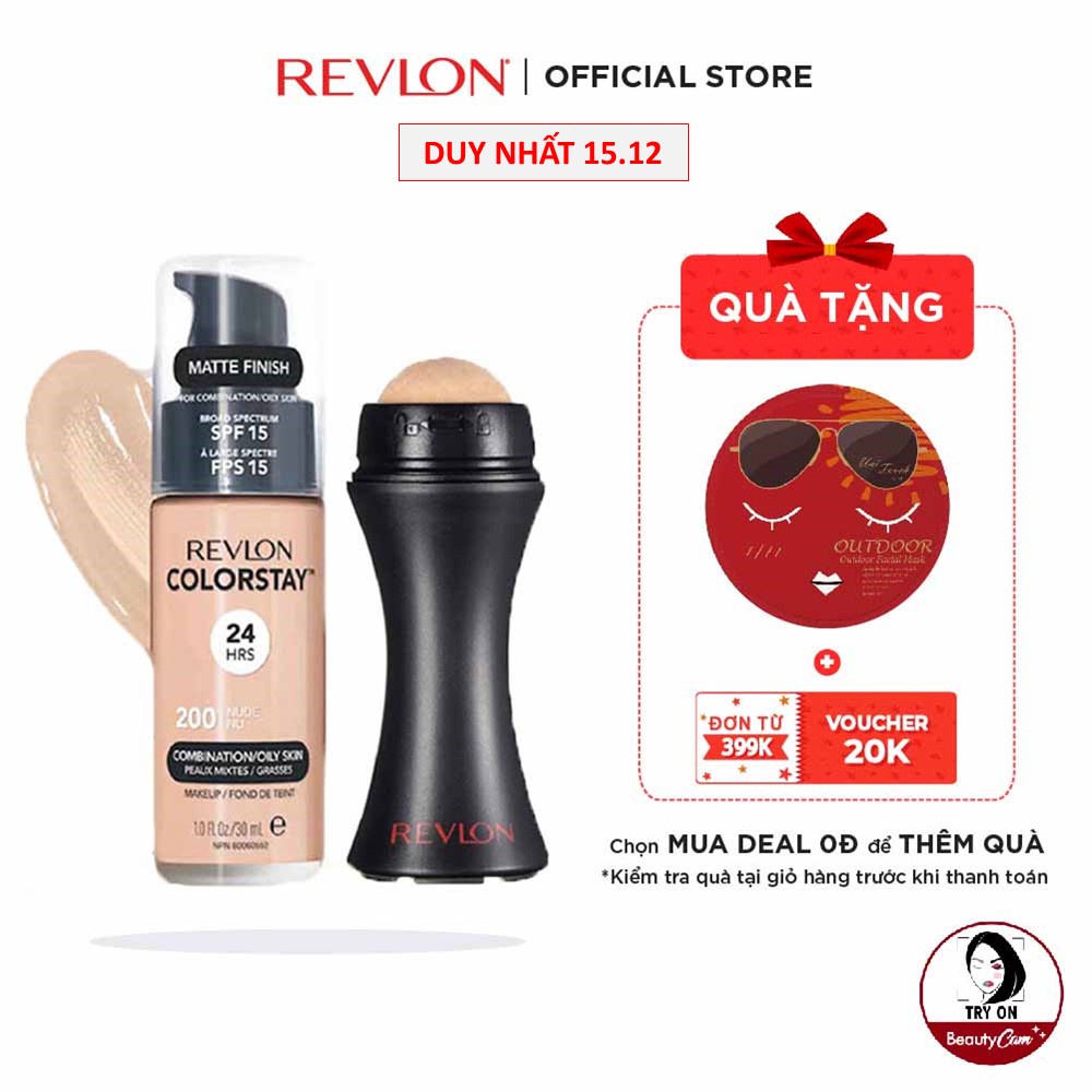 [Combo] Thanh lăn núi lửa hấp thụ dầu Revlon Oil Absorbing Volcanic Roller + Kem nền kiềm dầu Colorstay 24h SPF 15 30ml