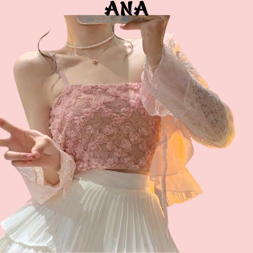 Áo bra 2 dây nữ hoa hồng , Áo ngực kèm mút mỏng xinh xăn ANA 369