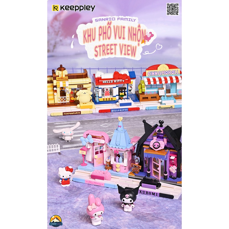 Đồ chơi lắp ghép xếp hình Hello Kitty khu phố Sanrio Family chính hãng Keeppley