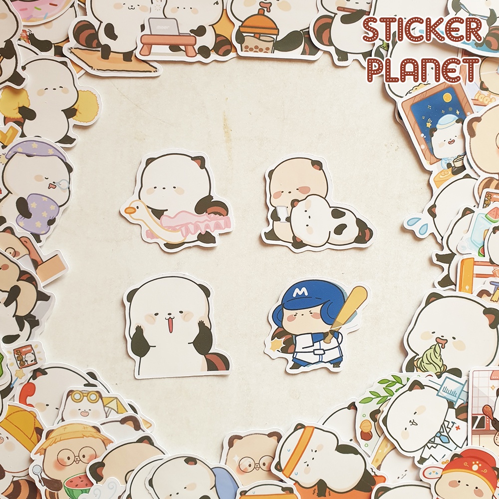 Sticker gấu trúc đỏ đáng yêu trang trí mũ bảo hiểm, đàn, guitar, ukulele, điện thoại