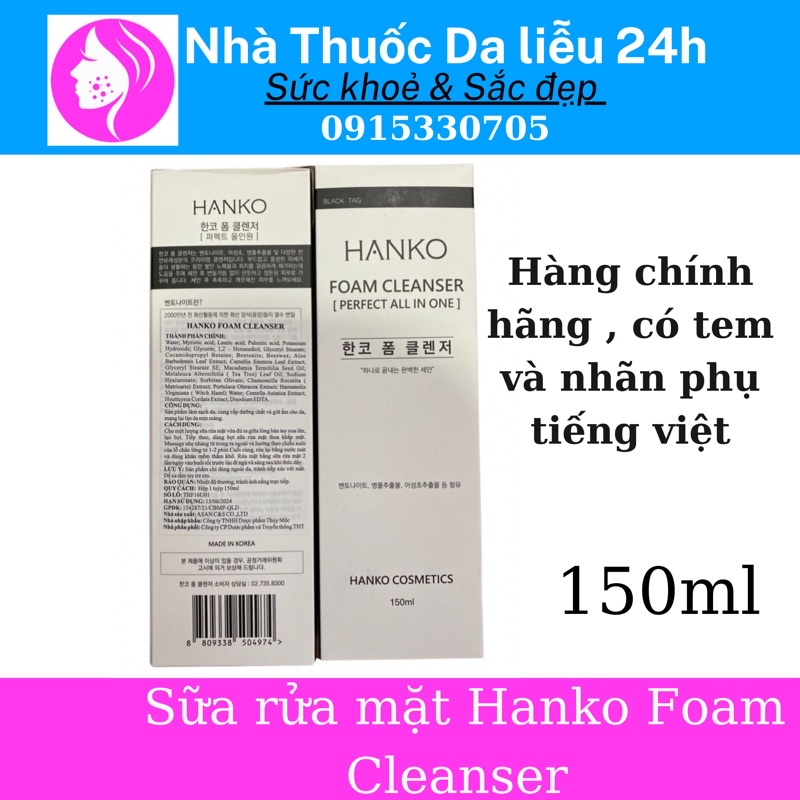 Sữa rửa mặt Hanko foam cleanser CHÍNH HÃNG