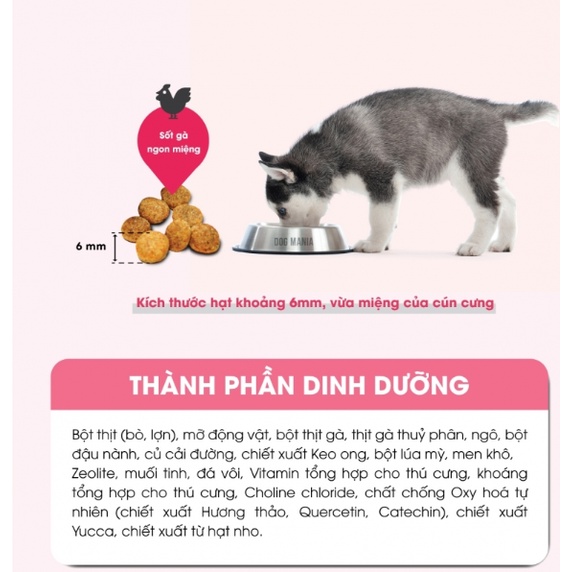 THỨC ĂN HẠT CHO CHÓ NHỎ DOG MANIA PUPPY MỚI (1kg, 2.4kg) Túi tiện lợi