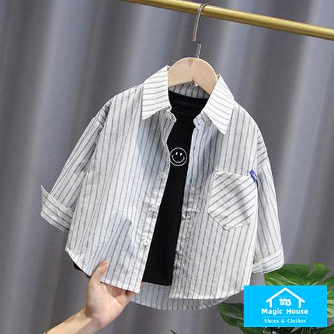 Áo Sơ Mi Tay Dài Phong Cách Hàn Quốc Thời Trang Xuân Thu 2023 Cho Bé Trai