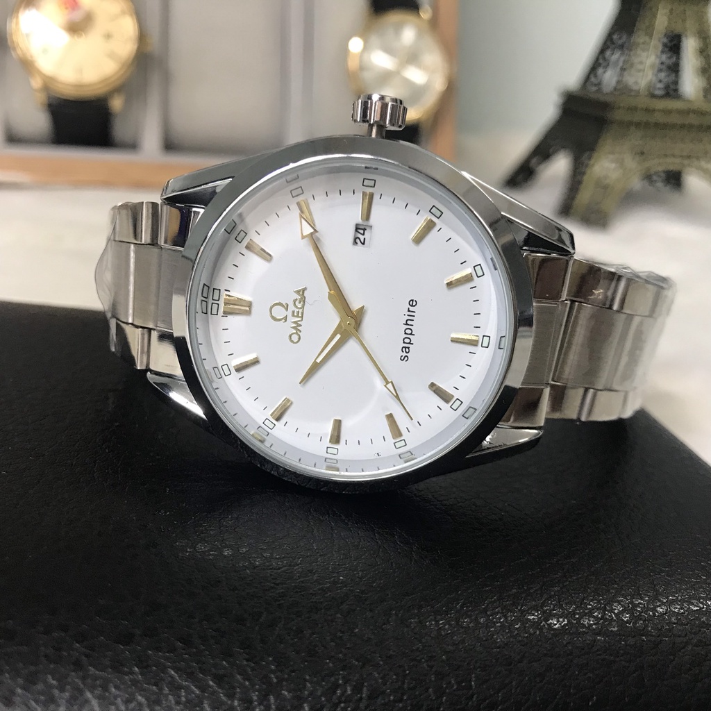 Đồng hồ Nam Omega, Đồng hồ Nam OMG05 Dây da cao cấp, Mặt tráng Sapphire chống xước, chống nước bảo hành 12 tháng
