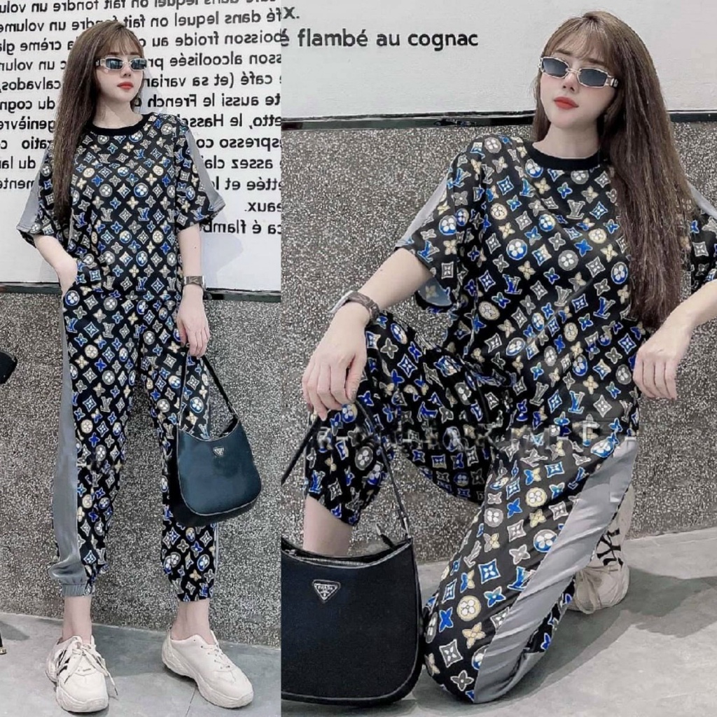 Set Bộ Dài Form Rộng Thun Lạnh In 3D Họa Tiết Chân Bo Thun Hiện Đại MS097
