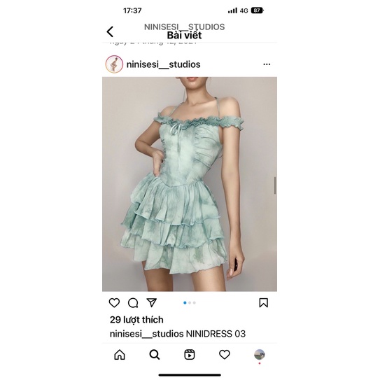 ninidress xanh lá size M