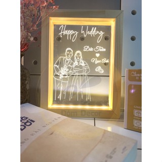Khung Tranh Đèn Led 3D Khắc heo Yêu Cầu Size to ( 20x30 cm) - Quà tặng noel, đám cưới, kỷ niệm,...