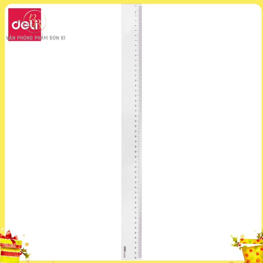 Thước kẻ meka 50cm, thước dạy giáo viên, vẽ kĩ thuật Deli - 6250 trong suốt
