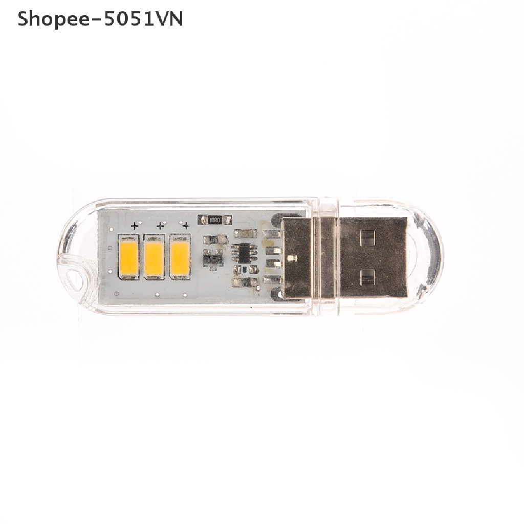Móc Khóa Gắn Thẻ Đèn Ngủ 3 Bóng Led Mini USB Công Tắc Cảm Ứng Tiện Dụng