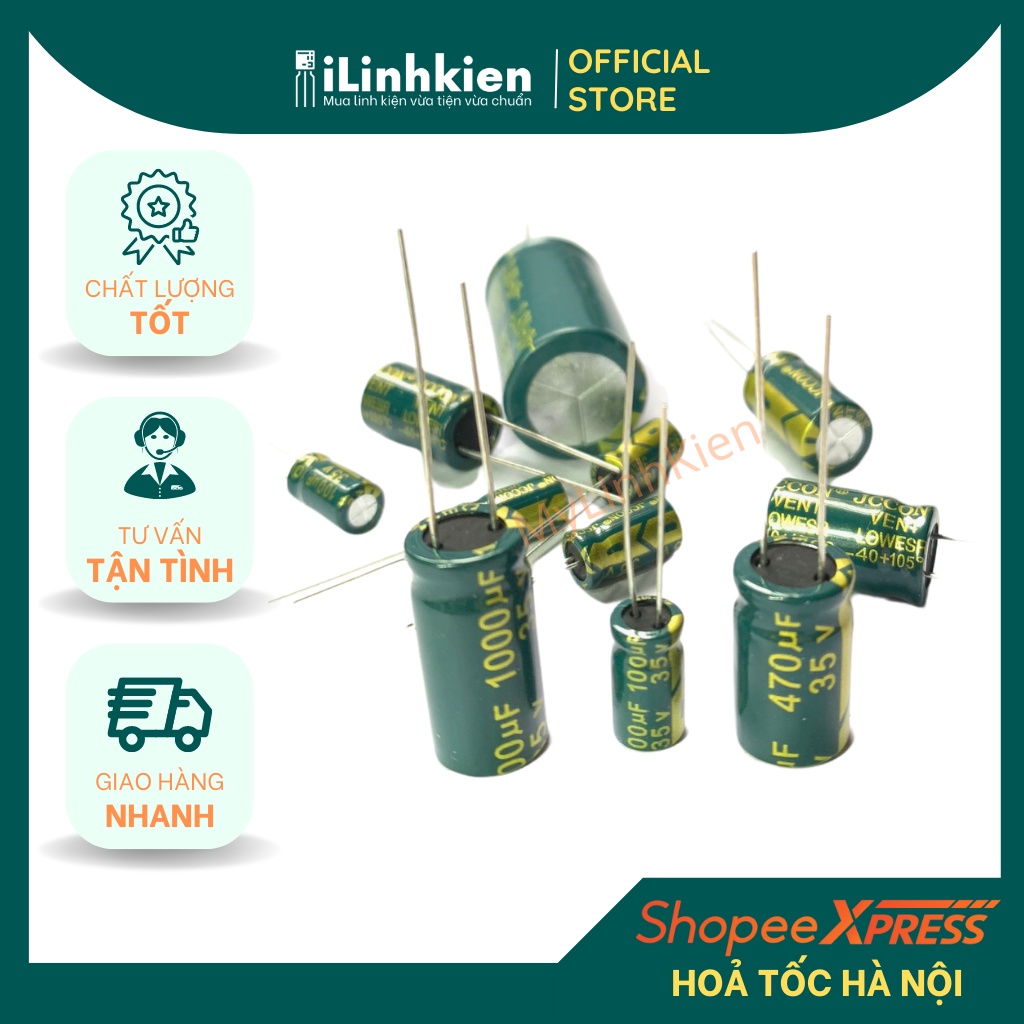 Tụ hoá 35V 100uF-2200uF chính hãng Jcon chất lượng cao