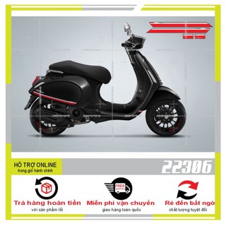 Tem rời vespa đỏ đen dán bụng xe 22306 - thu decal