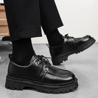 TẶNG QUÀ Giày boot da nam cổ lửng buộc dây, giầy tây hàn quốc dr martens ulzzang  thời trang đế tăng chiều cao