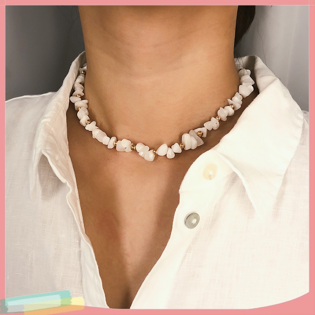 Dây Chuyền Hợp Kim Trang Trí Đá Màu Trơn Trang Trí Tua Rua Xinh Xắn Cho Nữ