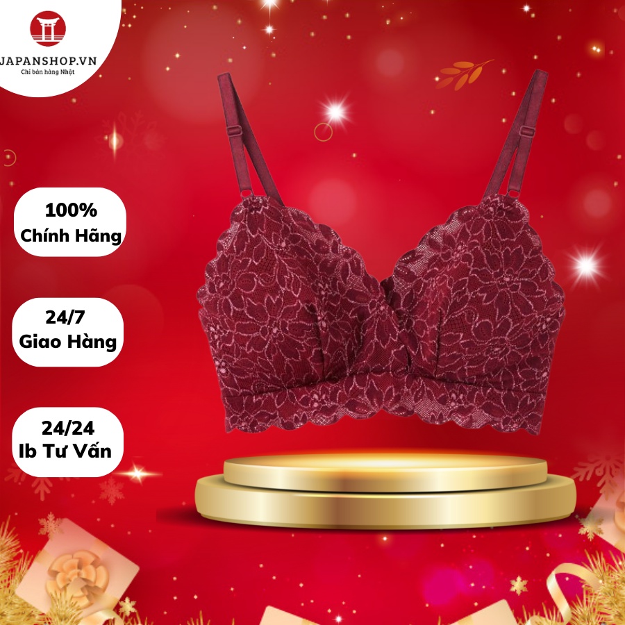 Áo Lót Ren Bralette Không Gọng Gunze TB3192 Không Đường Viền, Tháo Rời Bra chính hãng Nhật Bản