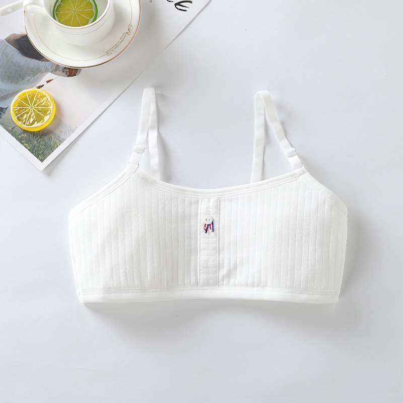 Áo Ngực Hai Dây Bằng Cotton Mềm Màu Trơn Đơn Giản Cho Bé Gái 8-18 Tuổi