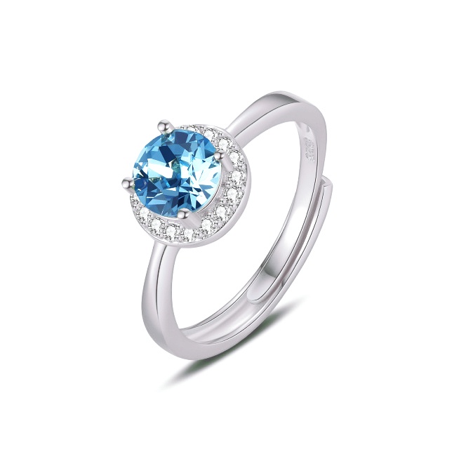 Nhẫn Bạc Nữ S925 Đá Xanh Pha Lê Xi Bạch Kim Cao Cấp, Size Tùy Chỉnh Khi Đeo N2793 - Bảo Ngọc Jewelry