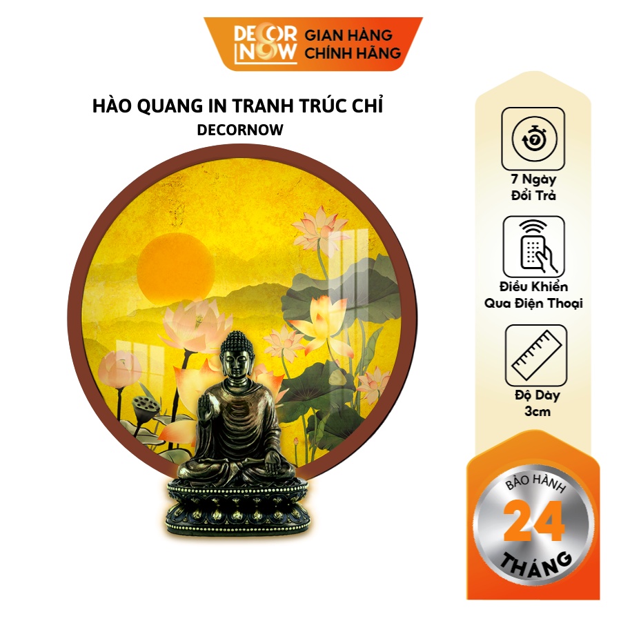 Đèn Hào Quang Phật In Tranh Trúc Chỉ DECORNOW 30,40 cm, Trang Trí Ban Thờ, Hào Quang Trúc Chỉ MÀU DCN-TC43