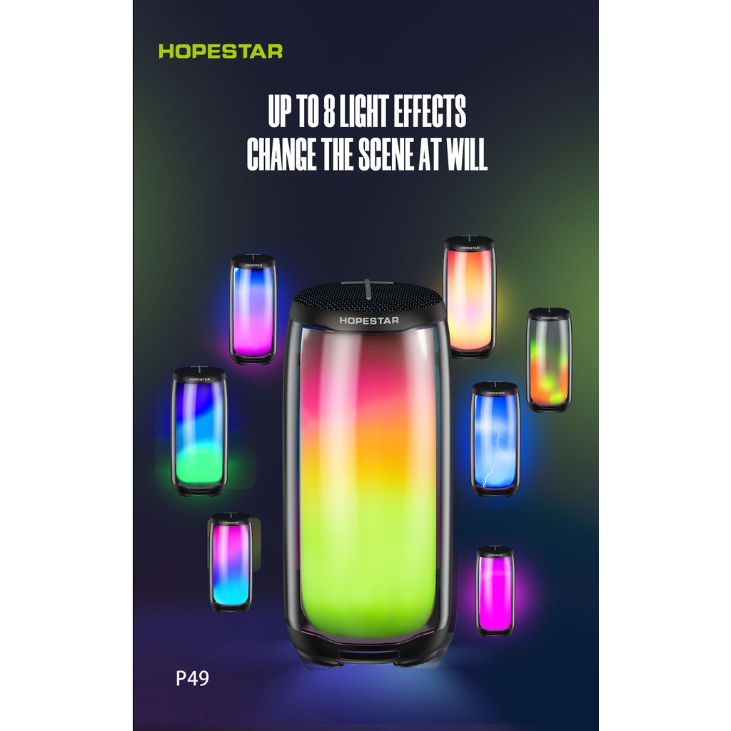 Loa Bluetooth Hopestar P49| Loa nghe nhạc công suất 10W, pin 2400mAh, led full màu - Chính Hãng, Bảo hành 12th - OBIBI