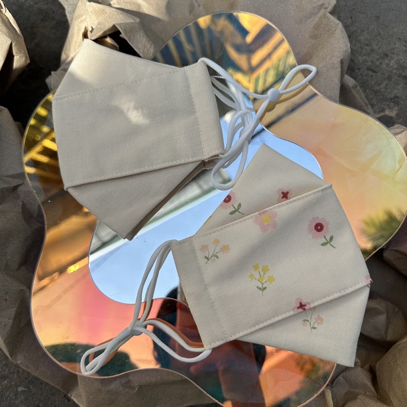 Khẩu trang vải linen 3D / lót vải xô muslin bên trong mềm êm thoáng chống tia UV