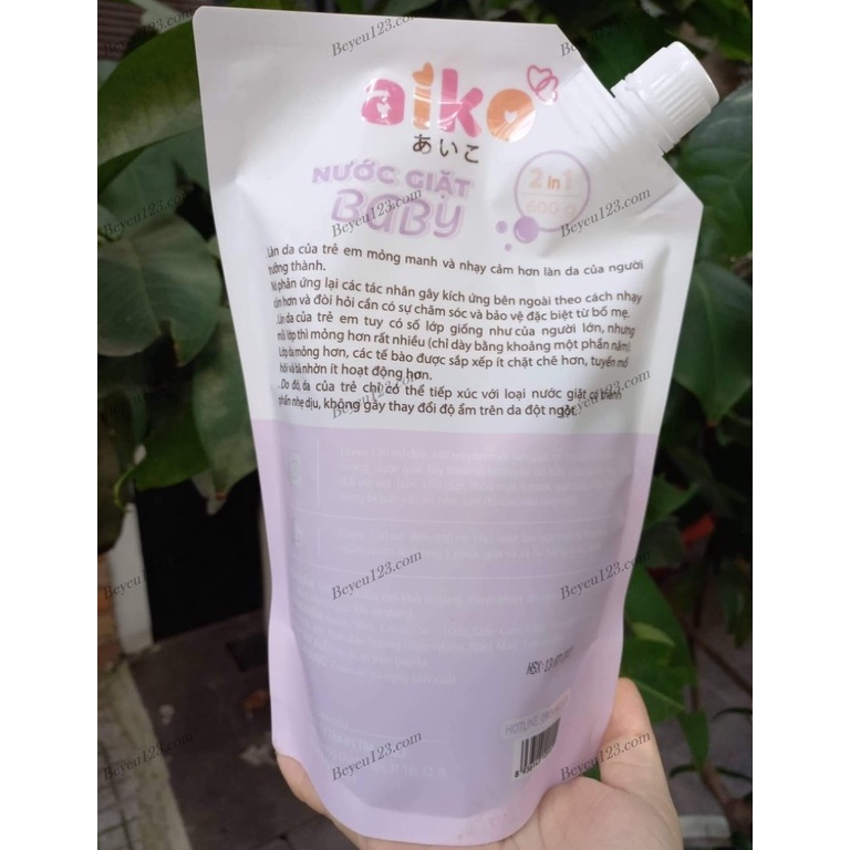 Nước giặt xả 2-1 AIKO an toàn cho bé - Túi 600ml