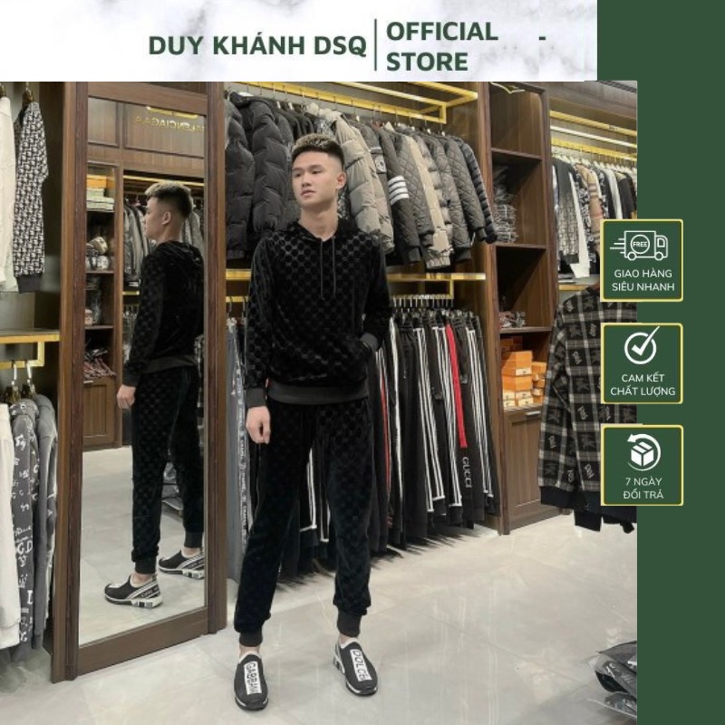 Bộ Nỉ Nhung Thu Đông Vân GC Nam Nữ Đẹp, Chất Nỉ Nhung Cao Cấp Fom Dán Thể Thao Phong Cách Thời Trang DUY KHÁNH DSQ98