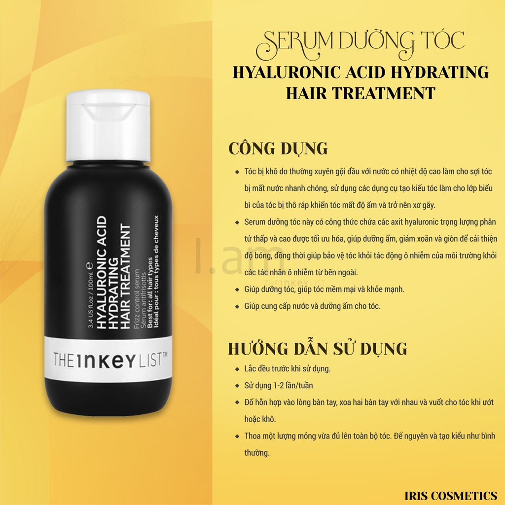 Serum dưỡng tóc Hyaluronic Acid Hydrating Hair Treatment -The INKEY List-
