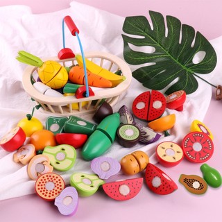 Bộ đồ chơi giỏ cắt hoa quả, rau củ gỗ toystore FUDAER