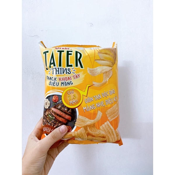 Bánh Tater vị bò beefsteak 32gram oishi, đồ ăn vặt