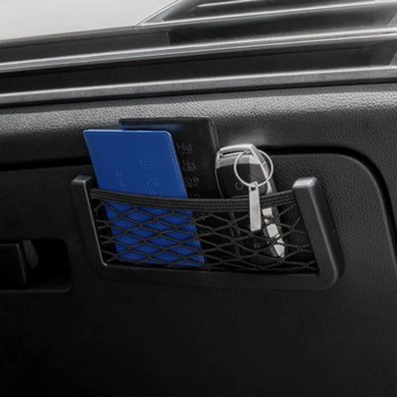 Túi lưới dán đựng đồ đa năng, loại lớn 20x8cm di động gắn mọi nơi tiện lợi để điện thoại, đồ đạc và rác trên xe ô tô
