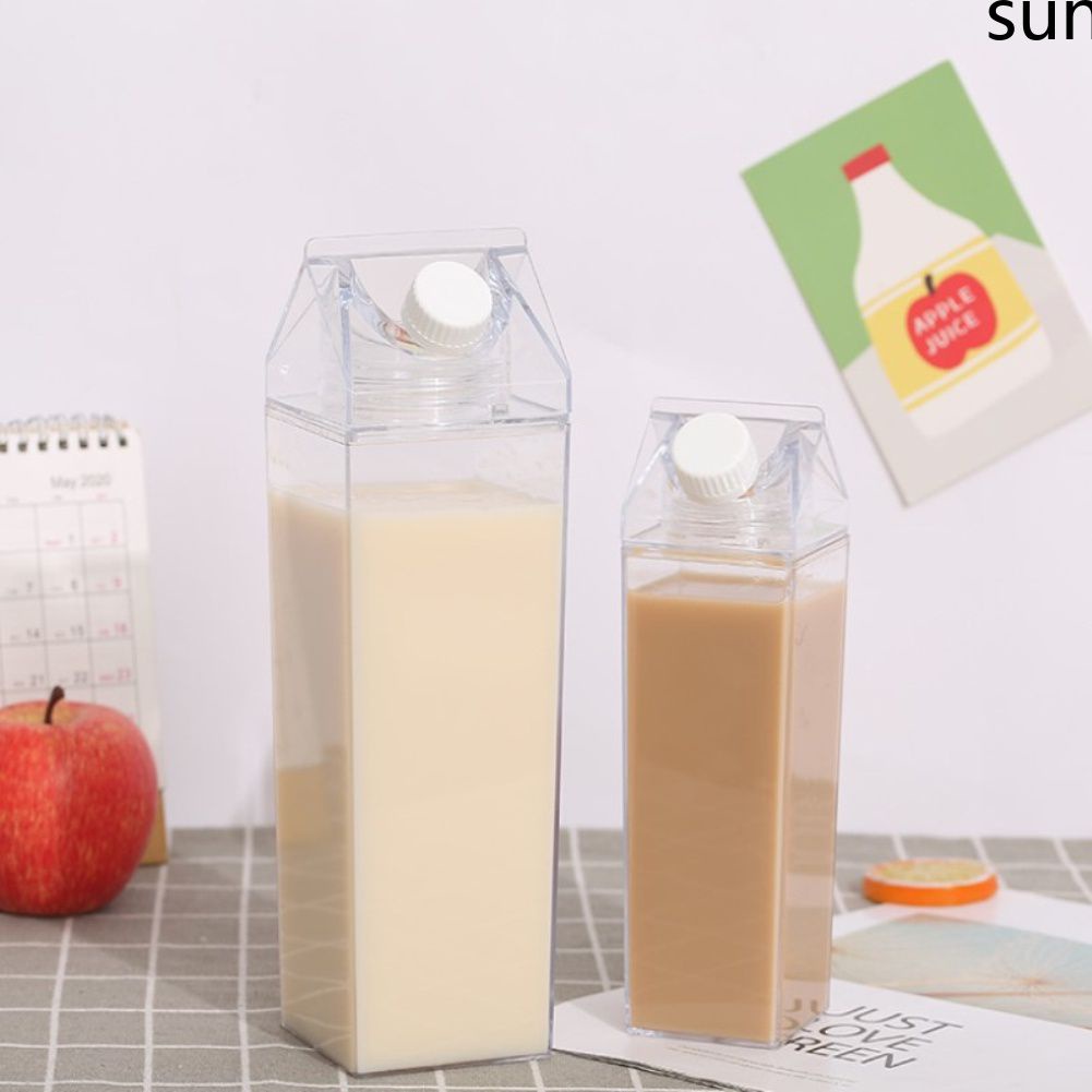 Chai Nước Hộp Sữa Sáng Tạo Tại Nhà 500Ml/1000Ml Hộp Nhựa Trong Suốt Dễ Mang Theo Chai Đựng Sữa-Hàng Có Sẵn-Sun. Vn